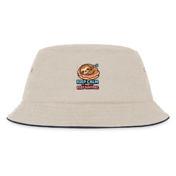 Donut-Schlafsloth Illustration - Kinder Bucket Hat - Natur/Navy - Vorne