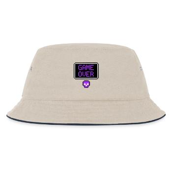Game Over Skull Pixel Art - Kids’ Bucket Hat - ecru/navy - Front