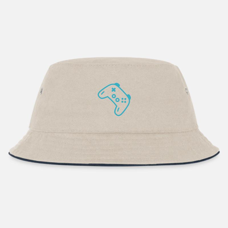Türkise Controller-Silhouette - Kinder Bucket Hat - Natur/Navy