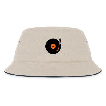 Retro Audio Schallplatte Tonarm - Kinder Bucket Hat - Natur/Navy - Vorne