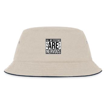 All My Systems Are Nervous Lustig Angst Nerd Logo - Kinder Bucket Hat - Natur/Navy - Vorne