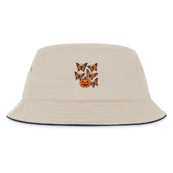 Halloween Pumpkin with Butterflies - Kids’ Bucket Hat - ecru/navy - Front