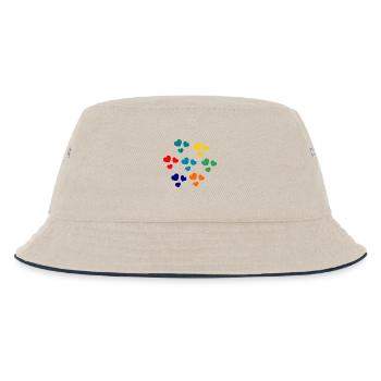 HERZ. HERZ. HERZ. KÜSSEN. SCHMATZEN. KÜSST. - Kinder Bucket Hat - Natur/Navy - Vorne