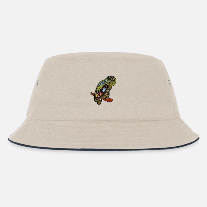 tribal eule uhu käutzchen kautz tier lieblingstier - Kinder Bucket Hat - Natur/Navy