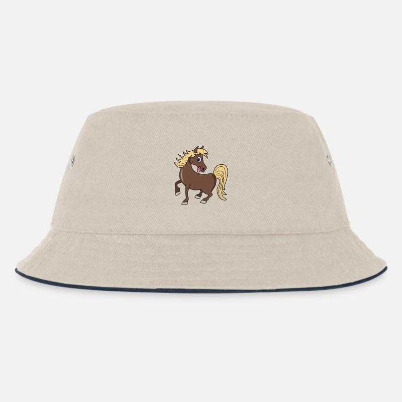 Niedliches Pferd Pony - Kinder Bucket Hat - Natur/Navy