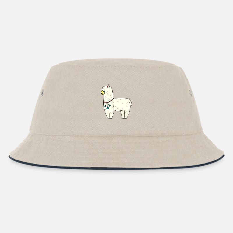 Alpaka - Kinder Bucket Hat - Natur/Navy