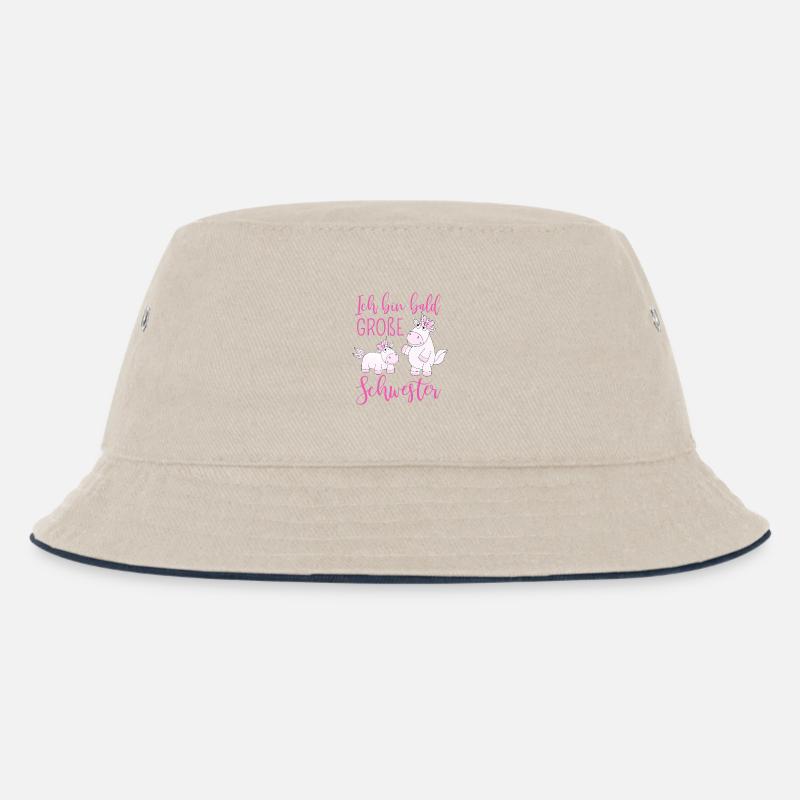 Ich bin bald große Schwester Einhorn - Kinder Bucket Hat - Natur/Navy