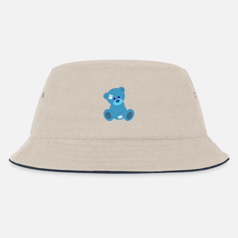 Blauer Bär - Kinder Bucket Hat - Natur/Navy