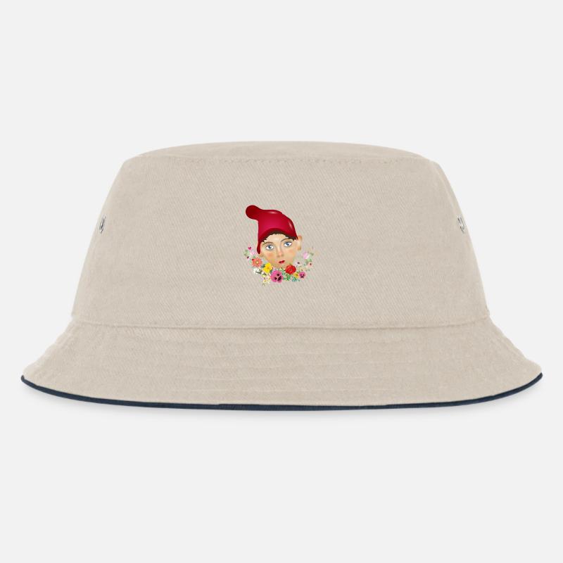 Der Kasper oder auch Kasperle als Puppen Porträt - Kinder Bucket Hat - Natur/Navy