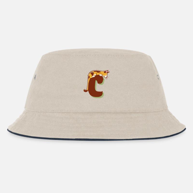 Katze Buchstabe C - Kinder Bucket Hat - Natur/Navy