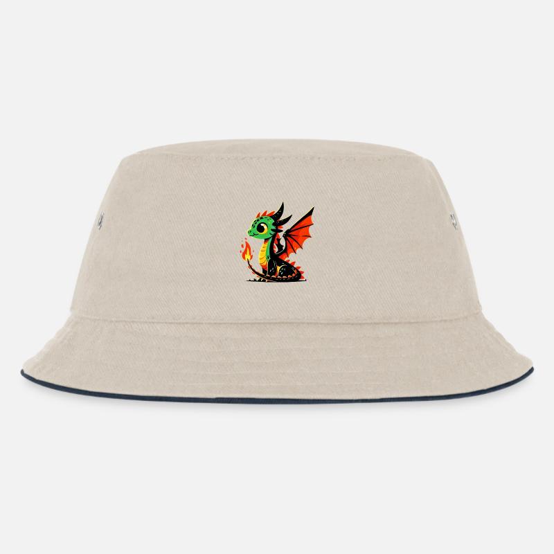 Drache - Kinder Bucket Hat - Natur/Navy