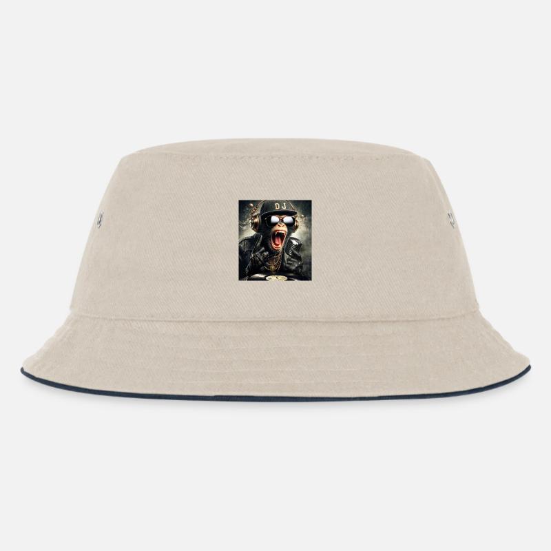 DJ Affe - Kinder Bucket Hat - Natur/Navy