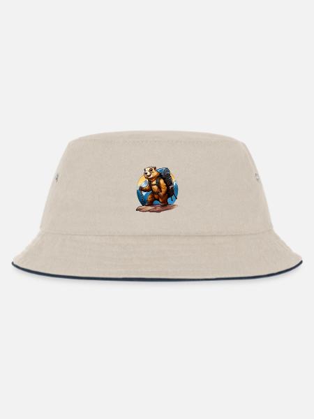 Murmeltier Bergsteiger / Wandern Murmeltiere - Kinder Bucket Hat - Natur/Navy