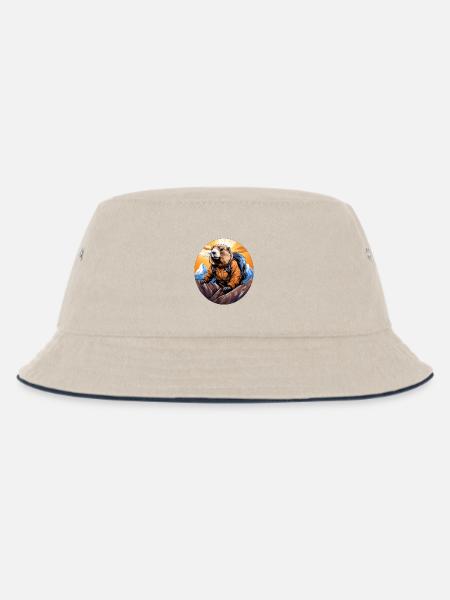 Murmeltier Bergsteiger / Wandern Murmeltiere - Kinder Bucket Hat - Natur/Navy
