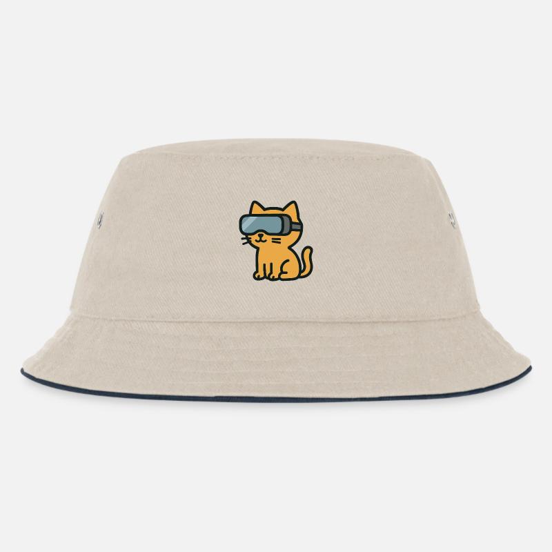 VR Chat: Das immersive Katzenabenteuer - Kinder Bucket Hat - Natur/Navy