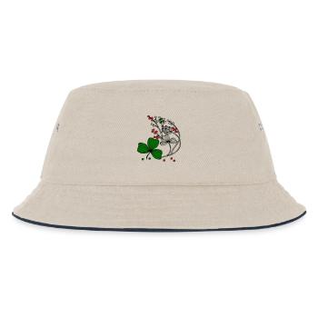 Wildblumen mit roten und grünen Beeren - Kinder Bucket Hat - Natur/Navy - Vorne
