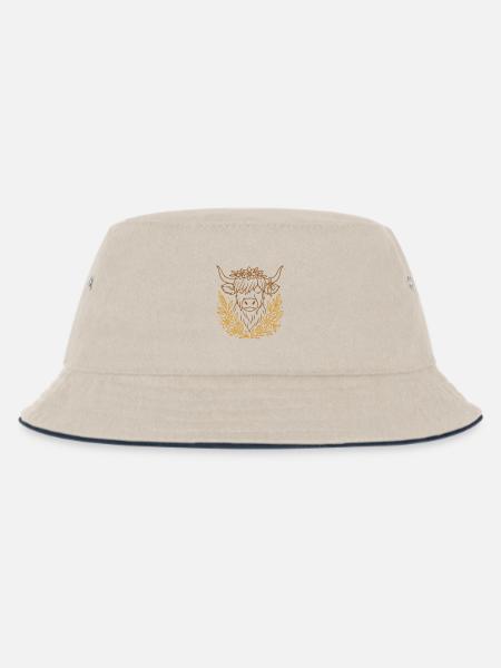 Highland Cow - Highland Rind - Landleben - Kinder Bucket Hat - Natur/Navy