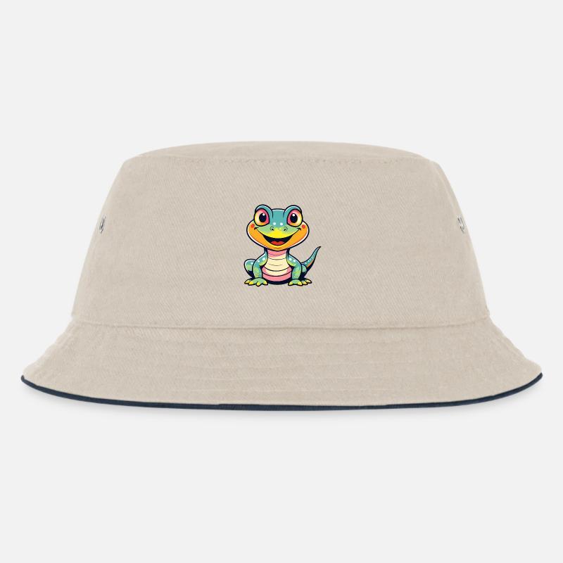 Cute Dino - Kinder Bucket Hat - Natur/Navy