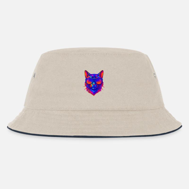 Chat néon vibrant avec lunettes de soleil - Bob Enfant - blanc cassé/bleu marine