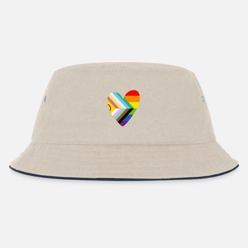 🌈 Herz – Progress Pride & Disability Flag - Kinder Bucket Hat - Natur/Navy
