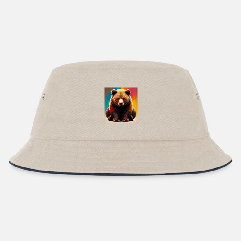 Bär - Kinder Bucket Hat - Natur/Navy