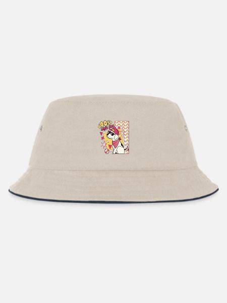 Retro 90er Jahre Hund mit Sonnenbrille - Kinder Bucket Hat - Natur/Navy