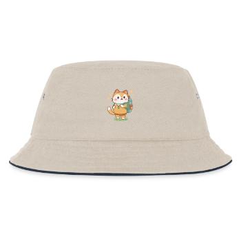 Süßer Abenteurer-Katzen-Rucksack - Kinder Bucket Hat - Natur/Navy - Vorne