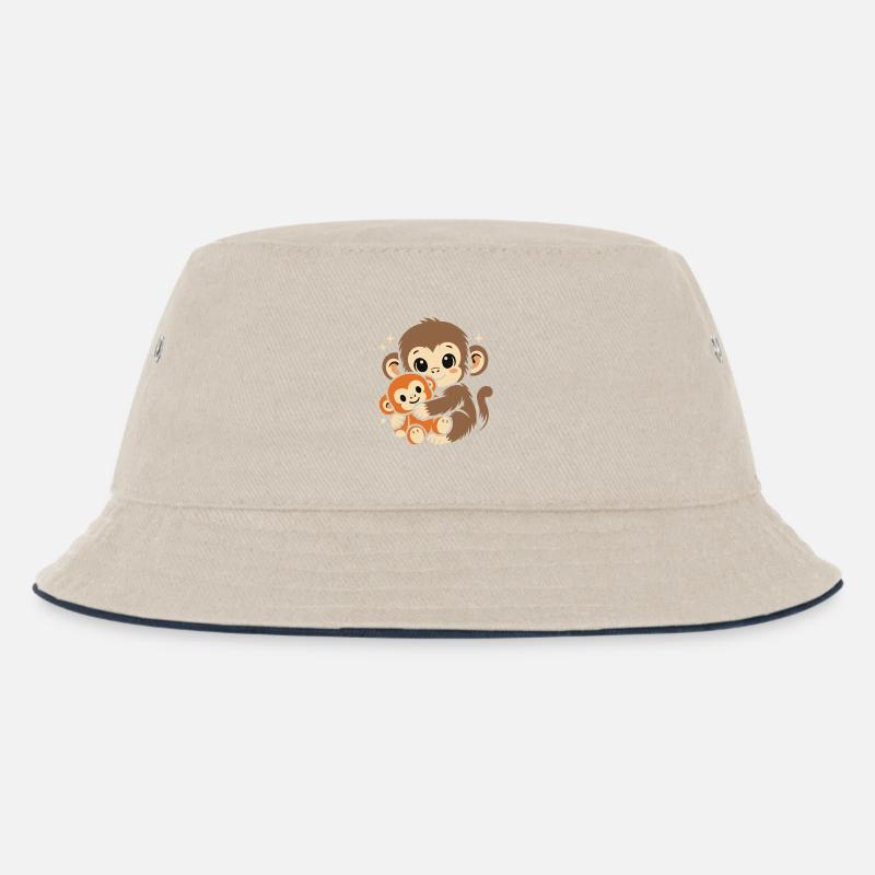 Punch Monkey Affe - Kinder Bucket Hat - Natur/Navy