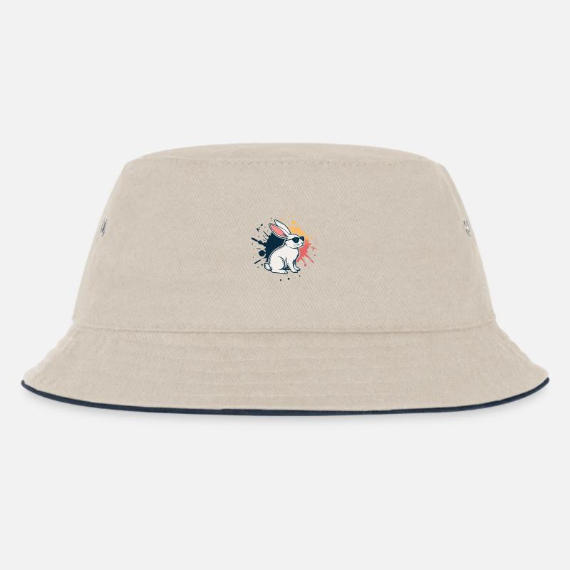 Lapin cool à lunettes et éclaboussures - Bob Enfant - blanc cassé/bleu marine