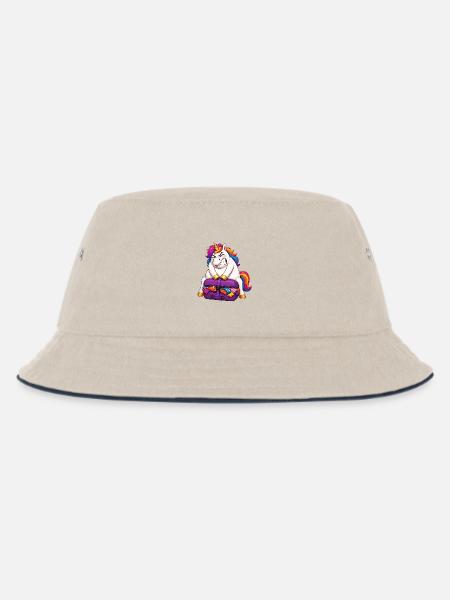 Einhorn Übergepackter Koffer - Kinder Bucket Hat - Natur/Navy