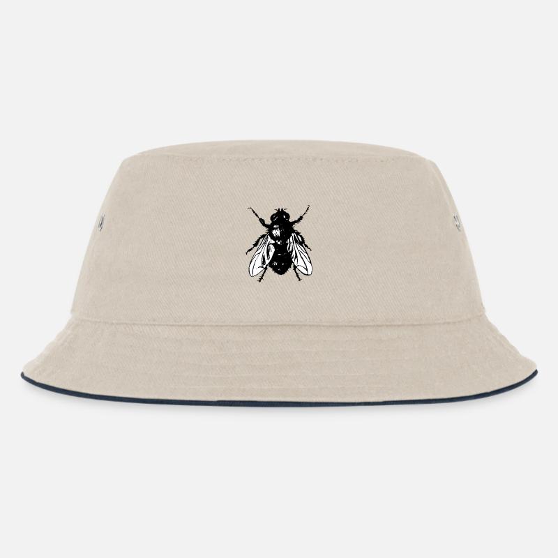 Fliege - Kinder Bucket Hat - Natur/Navy