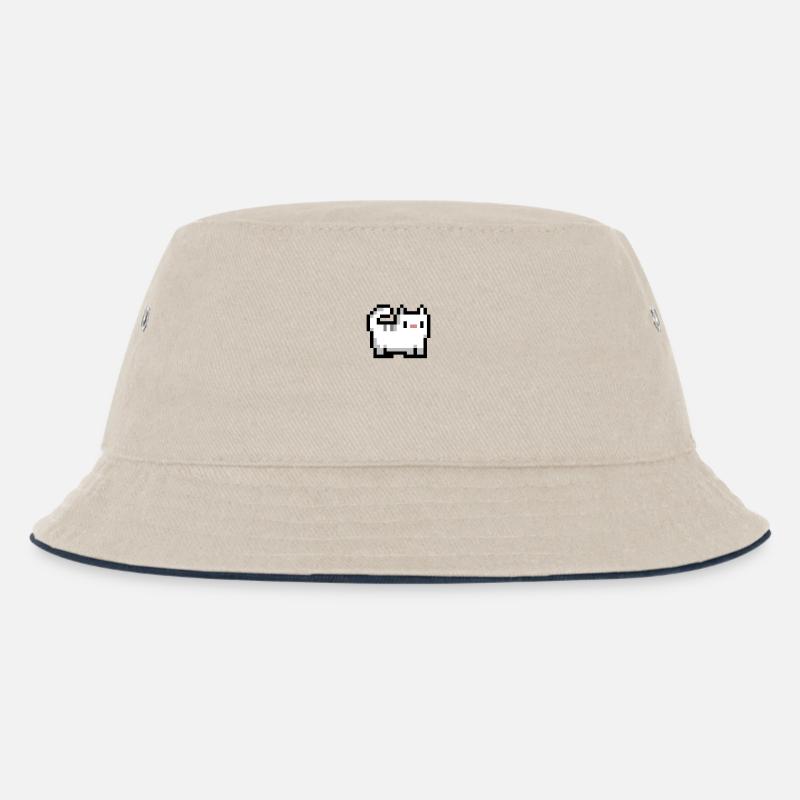 Retro Katze - Kinder Bucket Hat - Natur/Navy