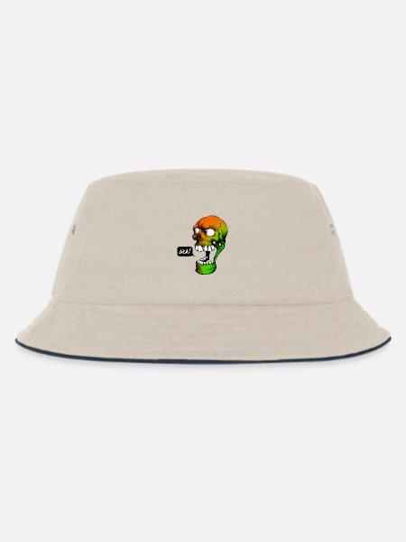 Psychedelic Skull - Kinder Bucket Hat - Natur/Navy