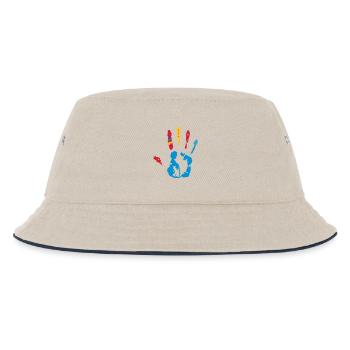 bunter Handabdruck mit verschiedene Formen - Kinder Bucket Hat - Natur/Navy - Vorne