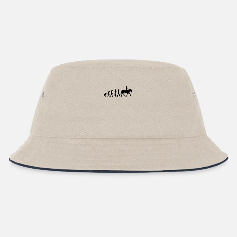 Evolution Reiten, Reitsport Geschenk - Kinder Bucket Hat - Natur/Navy