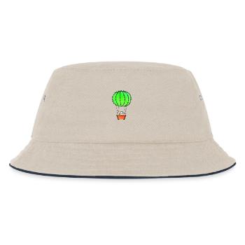 Cute Catcus Shirt With Cat Inside Of A Cactus Ball - Kinder Bucket Hat - Natur/Navy - Vorne
