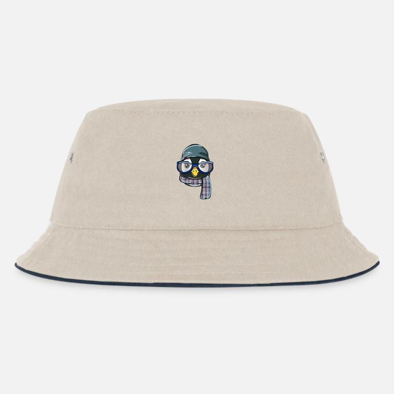 Hipster Pinguin - Kinder Bucket Hat - Natur/Navy