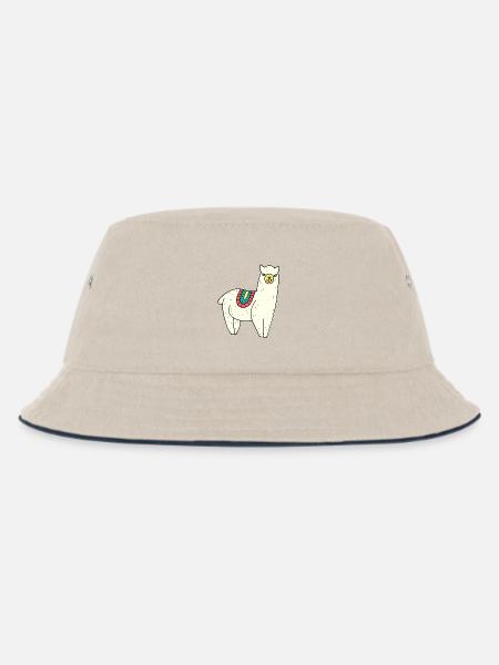 Alpaka - Kinder Bucket Hat - Natur/Navy