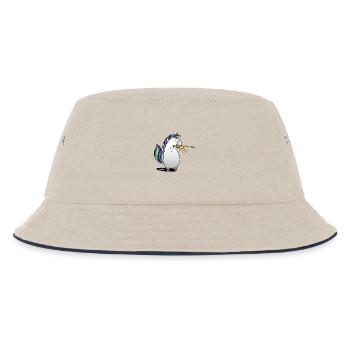 Einhorn spielt Posaune Musik Posaune Geschenk - Kinder Bucket Hat - Natur/Navy - Vorne