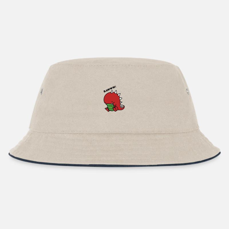 Dino - Kinder Bucket Hat - Natur/Navy