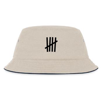 Strichliste 5 Striche - Kinder Bucket Hat - Natur/Navy - Vorne