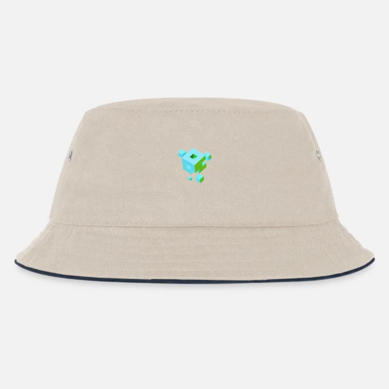 würfel pixel 3d nerd game mind craft Rubix Zauber  - Kinder Bucket Hat - Natur/Navy