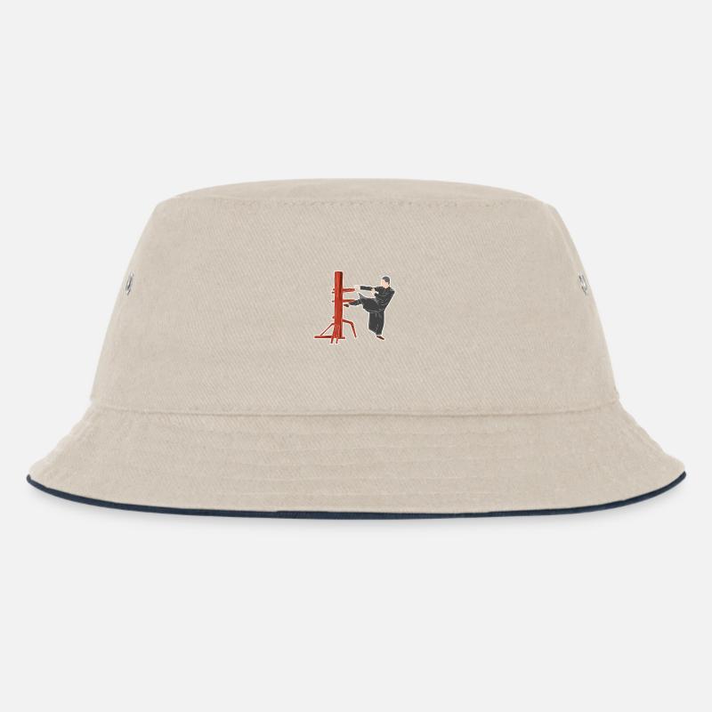 Wing Chun Kampfpose - Kinder Bucket Hat - Natur/Navy