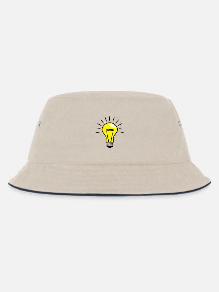 Glühbirne Comic Vektor 3 Farbig personalisierbar - Kinder Bucket Hat - Natur/Navy