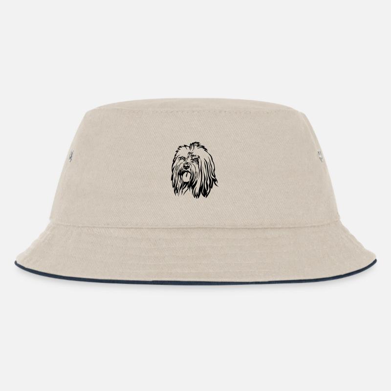 Tibet Terrier Kopf - Kinder Bucket Hat - Natur/Navy