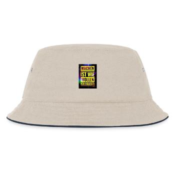 Spruch "Machen Ist wie Wollen nur Krasser" - EW21 - Kinder Bucket Hat - Natur/Navy - Vorne