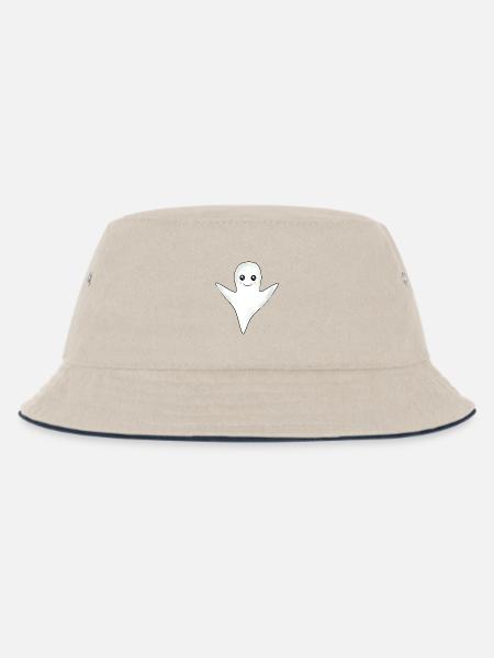 Halloween T-shirt Gespenst spooky cute Shirt - Kinder Bucket Hat - Natur/Navy