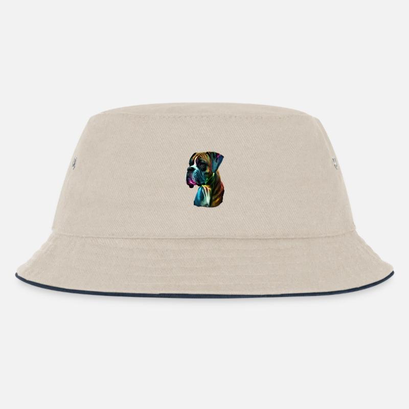 Boxer Hund bunt - Kinder Bucket Hat - Natur/Navy