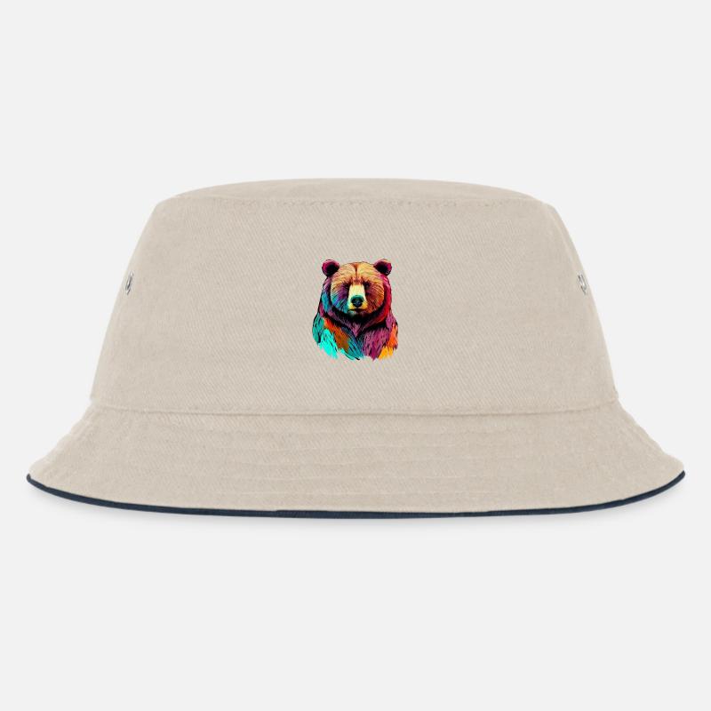 Bär - Kinder Bucket Hat - Natur/Navy