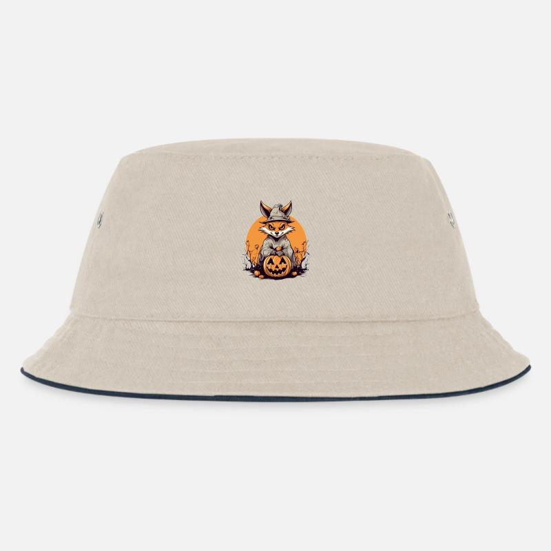Grim Fox in the Witch's Forest - Kids’ Bucket Hat - ecru/navy